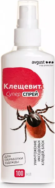 Изображение товара Спрей от насекомых Avgust Спрей Клещевит Супер (100мл)