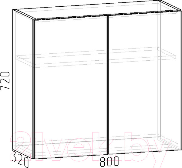 Изображение товара Шкаф навесной для кухни Интермебель Микс Топ ШН 720-7-800 80см (белый премиум)