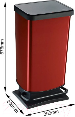 Изображение товара Контейнер для мусора Rotho Paso с педалью / 1754111008 (40л, черный/красный)