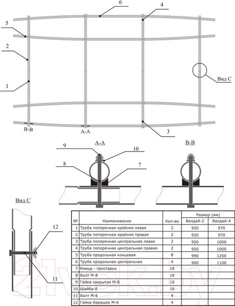 Изображение товара Каркас для катамарана Вольный ветер Валдай-2 / 13006