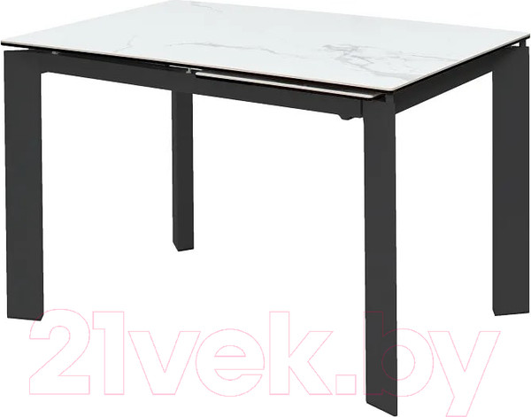 Изображение товара Обеденный стол M-City Corner 120 Matte / 614М04880 (белый мрамор матовый керамика/черный)