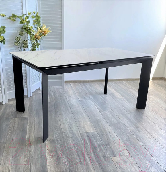 Изображение товара Обеденный стол M-City Cremona 180 KL-99 / DECDF501TKL99BLK180 (белый мрамор матовый/черный)