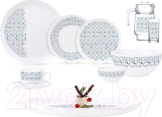 Изображение товара Набор столовой посуды Luminarc Diwali Carinosa Blue Q7909 (46пр)