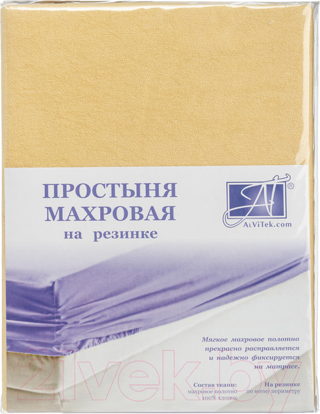 Изображение товара Простыня AlViTek Махровая на резинке 90x200x20 / ПМР-БЕ-090 (бежевый)