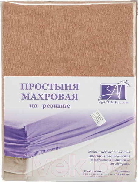 Изображение товара Простыня AlViTek Махровая на резинке 140x200x20 / ПМР-КАК-140 (какао)