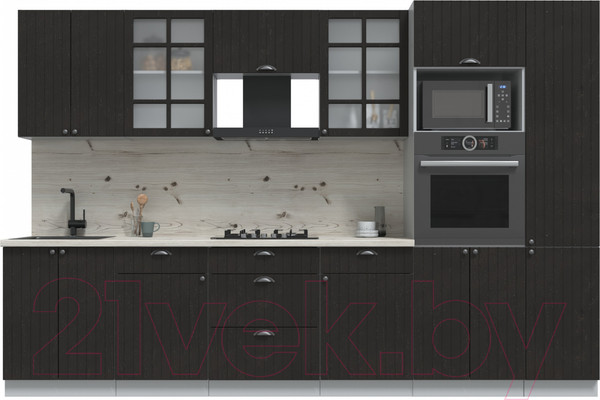 Изображение товара Кухонный гарнитур Интерлиния Берес 3.2В (дуб английский/бискайская сосна)