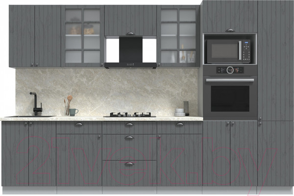 Изображение товара Кухонный гарнитур Интерлиния Берес 3.2В (дуб серый/опал светлый)