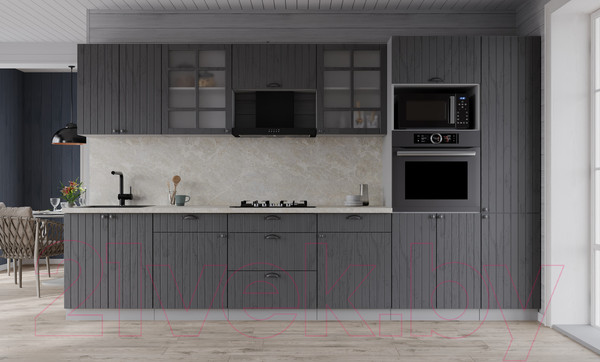 Изображение товара Кухонный гарнитур Интерлиния Берес 3.2В (дуб серый/опал светлый)