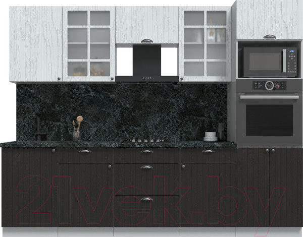 Изображение товара Кухонный гарнитур Интерлиния Берес 2.7В (дуб английский/дуб полярный/кастилло темный)
