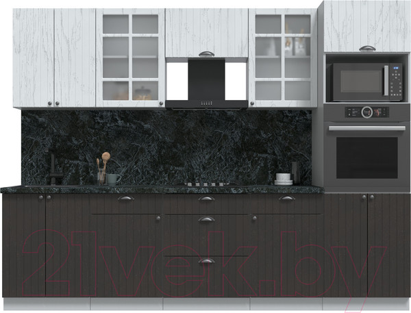 Изображение товара Кухонный гарнитур Интерлиния Берес 2.8В (дуб английский/дуб полярный/кастилло темный)