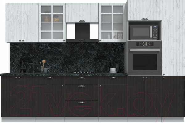 Изображение товара Кухонный гарнитур Интерлиния Берес 3.2В (дуб английский/дуб полярный/кастилло темный)