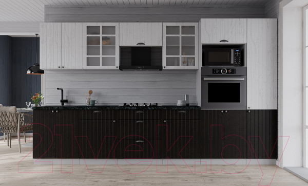 Изображение товара Кухонный гарнитур Интерлиния Берес 3.2В (дуб английский/дуб полярный/кастилло темный)