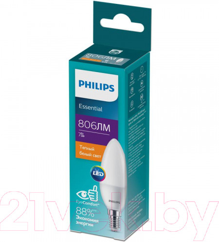Изображение товара Лампа Philips ESS LEDCandle 7Вт B38FR 806лм E14 827 / 929002972507