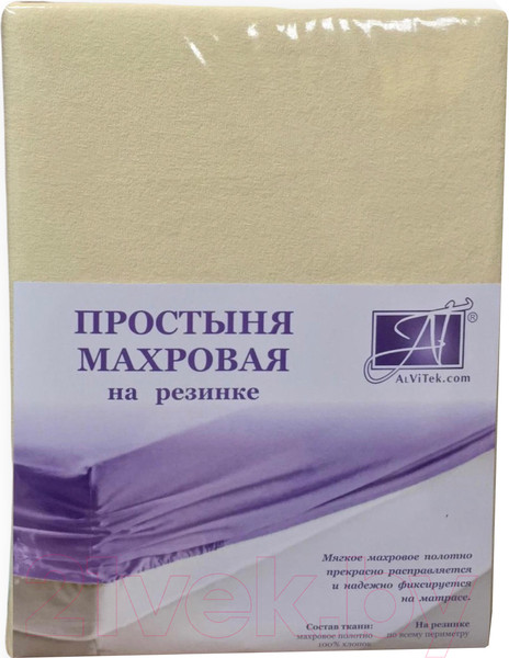 Изображение товара Простыня AlViTek Махровая на резинке 180x200x20 / ПМР-КРЕМ-180(180) (кремовый)