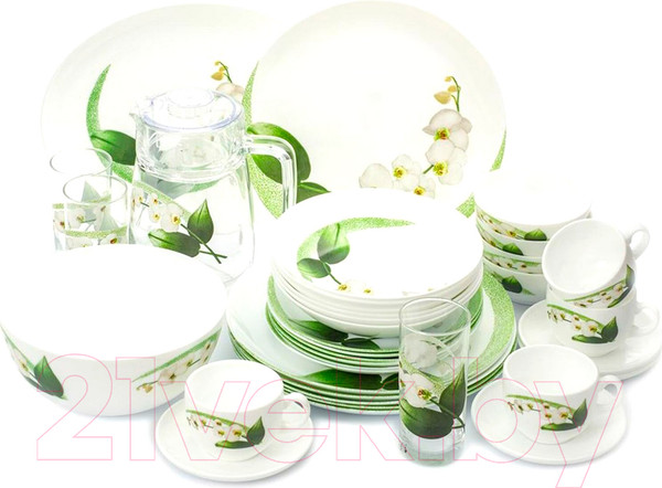 Изображение товара Набор столовой посуды Luminarc Diwali White Orchid P0328 (46пр)