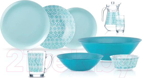 Изображение товара Набор столовой посуды Luminarc Simply Fantasiya Turquoise V2713 (44пр)