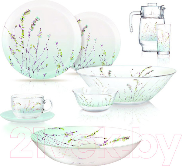 Изображение товара Набор столовой посуды Luminarc Simply Trompette Turquoise V2715 (44пр)