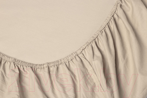 Изображение товара Простыня AlViTek Сатин однотонный на резинке 200x200x25 / ПР-СО-Р-200-КП  (кофейная пена)