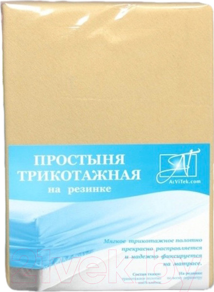 Изображение товара Простыня для малышей AlViTek Трикотажная на резинке 60x120x15 / ПТР-БЕЖ-060 (бежевый)