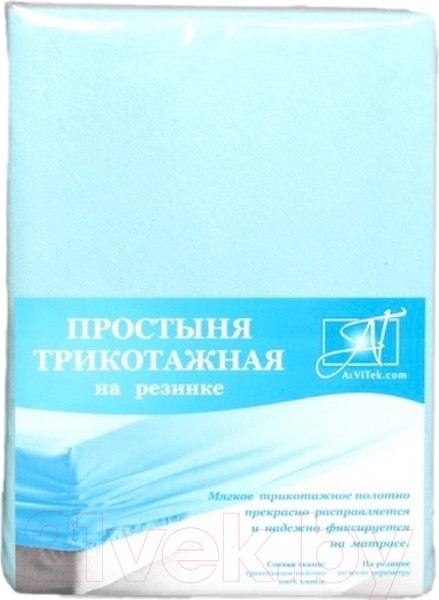 Изображение товара Простыня для малышей AlViTek Трикотажная на резинке 60x120x15 / ПТР-Г-060 (голубой)
