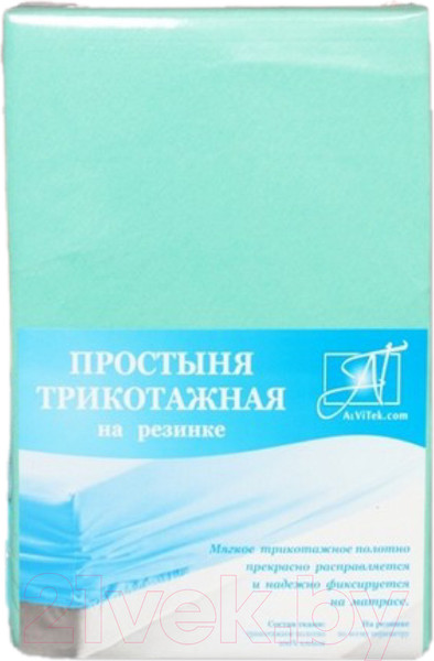 Изображение товара Простыня для малышей AlViTek Трикотажная на резинке 60x120x15 / ПТР-М-060 (ментол)