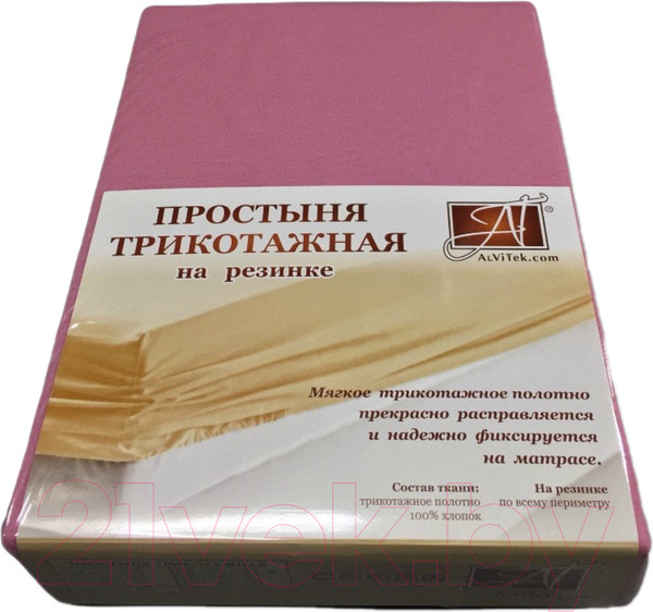 Изображение товара Простыня для малышей AlViTek Трикотажная на резинке 60x120x15 / ПТР-СР-060 (сухая роза)