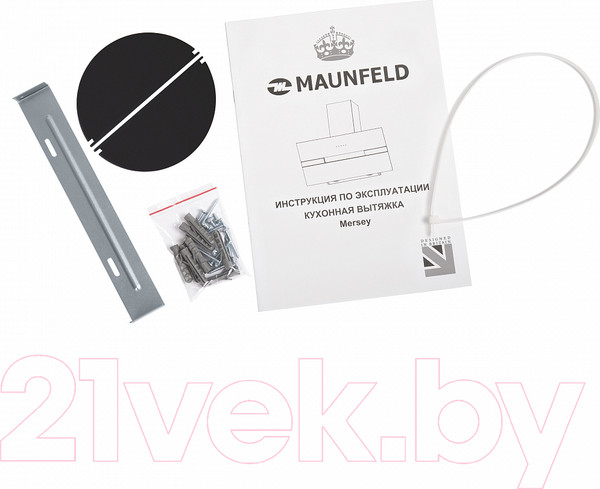 Изображение товара Вытяжка наклонная Maunfeld Mersey 60 (нержавеющая сталь/белое стекло)