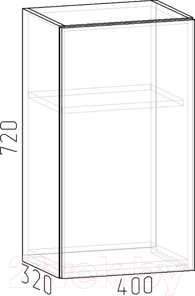 Изображение товара Шкаф навесной для кухни Интермебель Микс Топ ШН 720-4-400 40см (графит серый)