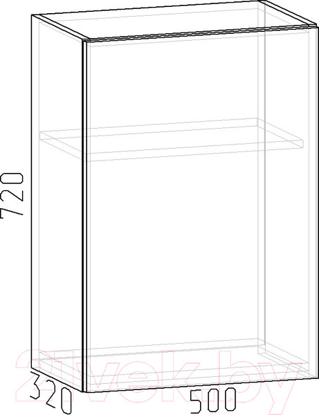Изображение товара Шкаф навесной для кухни Интермебель Микс Топ ШН 720-4-500 50см (графит серый)
