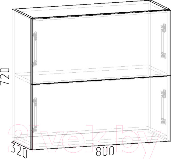 Изображение товара Шкаф навесной для кухни Интермебель Микс Топ ШНС 720-11-800 80см (сумеречный голубой)