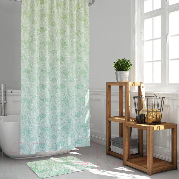 Изображение товара Шторка-занавеска для ванны Рыжий кот Листья / 104966