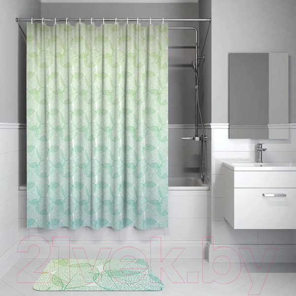 Изображение товара Шторка-занавеска для ванны Рыжий кот Листья / 104966