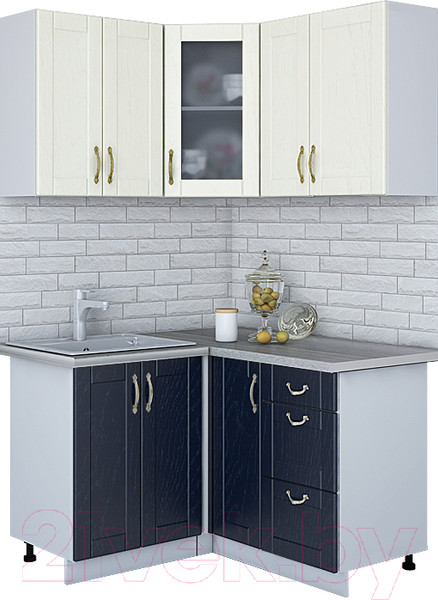 Изображение товара Кухонный гарнитур Интерлиния Мила Крафт 1.2x1.3 (дуб королевский/дуб снежный/травертин серый)
