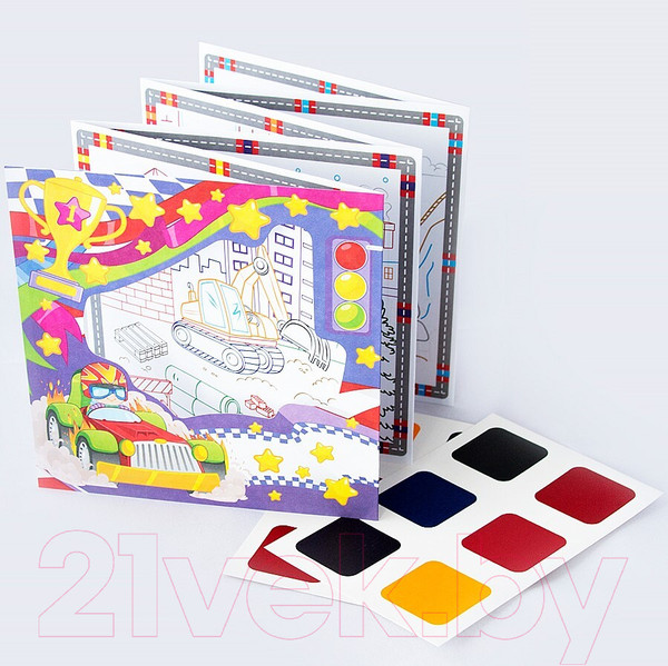 Изображение товара Раскраска Malamalama Акварельное настроение. Машинки с красками