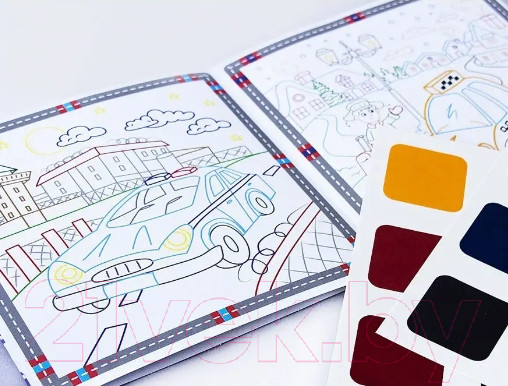 Изображение товара Раскраска Malamalama Акварельное настроение. Машинки с красками