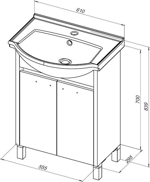 Изображение товара Тумба под умывальник Aquanet Донна 60 / 294390 (белый глянец)