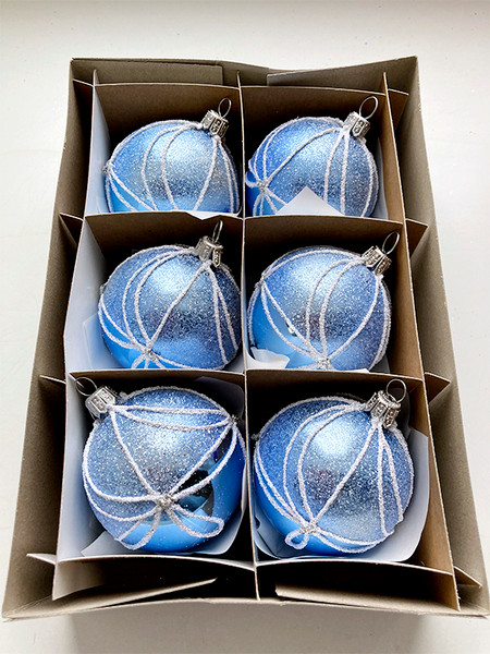 Изображение товара Набор шаров новогодних GreenTerra 60мм (6шт, рисунок)