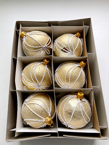 Изображение товара Набор шаров новогодних GreenTerra 60мм (6шт, рисунок)