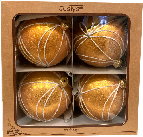 Изображение товара Набор шаров новогодних GreenTerra 80мм (4шт, рисунок)