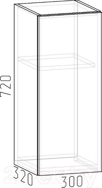 Изображение товара Шкаф навесной для кухни Интермебель Микс Топ ШН 720-4-300 30см (дуб крафт золотой)