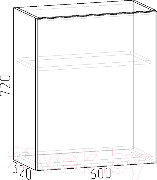 Изображение товара Шкаф навесной для кухни Интермебель Микс Топ ШН 720-4-600 60см (дуб каньон)