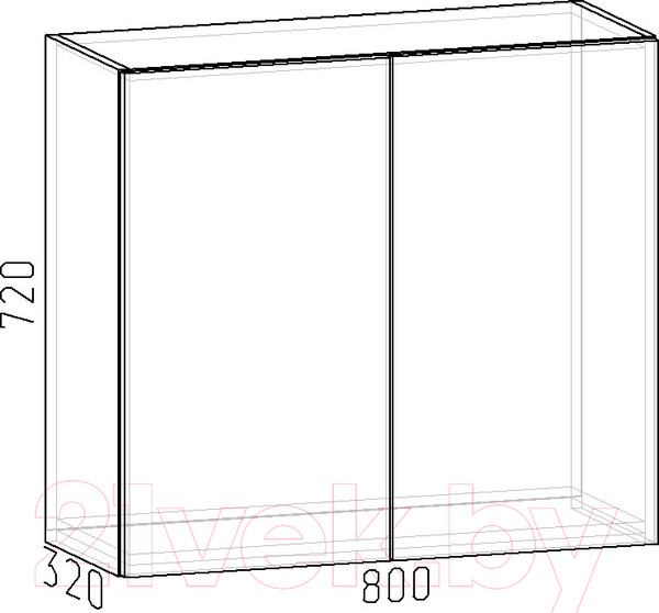 Изображение товара Шкаф навесной для кухни Интермебель Микс Топ ШНС 720-8-800 80см (дуб каньон)