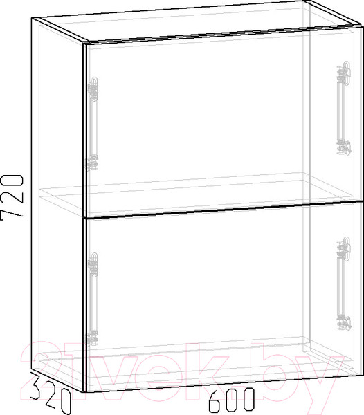 Изображение товара Шкаф навесной для кухни Интермебель Микс Топ ШНС 720-11-600 60см (вудлайн кремовый)