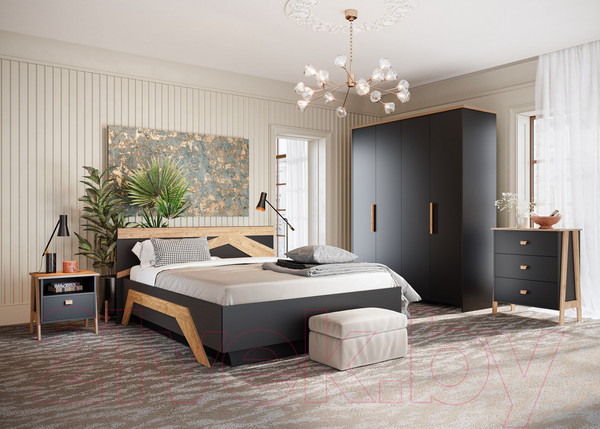 Изображение товара Комод Мебель-КМК Скандинавия 0905.10 (графит/дуб наварра)