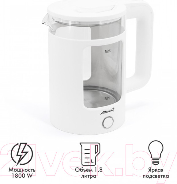 Изображение товара Электрочайник Atlanta ATH-2474 (белый)
