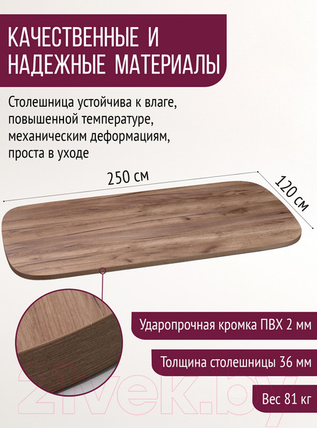 Изображение товара Столешница для стола Millwood Закругленная 250x120 / 49200_t (дуб табачный Craft)