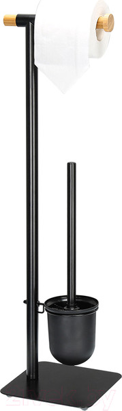 Изображение товара Стойка для туалетной бумаги с ершиком Bergenson Bjorn Bath Mats / HF-MTS-HLD-HGMT-BM-BLK (черный)