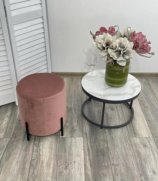 Изображение товара Пуф M-City Феликс круглый / 461MC04211 (розовый 15 велюр/черный)