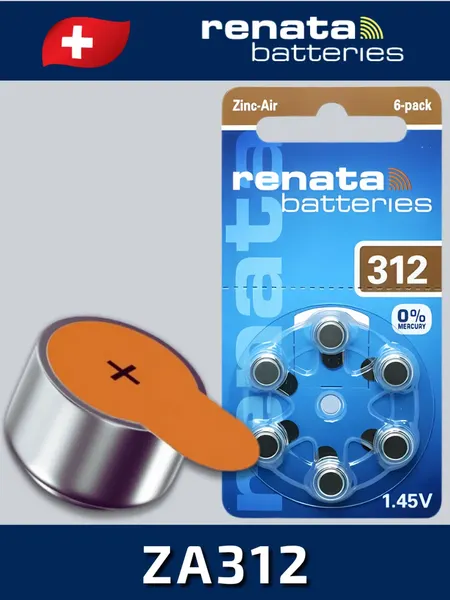 Изображение товара Комплект батареек Renata 312 PR41 (6шт)