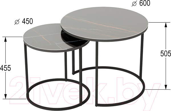 Изображение товара Комплект журнальных столиков Калифорния мебель Стелла (сахара нуар)